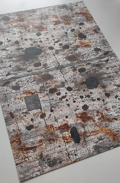 Set of 2 Decor Sheets Concrete Floor with Oil Stains and Rust Marks H0 Scale