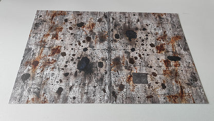 Set of 2 Decor Sheets Concrete Floor with Oil Stains and Rust Marks H0 Scale