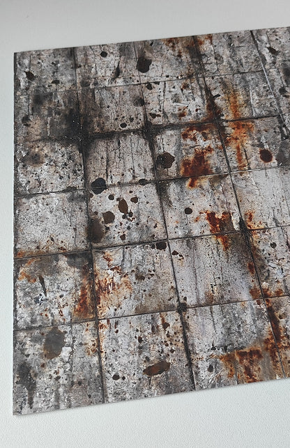 Set of 2 Decorative Sheets - Concrete Slab Flooring with Drastic Weathering - H0 Gauge