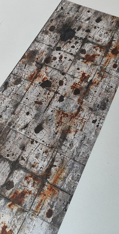 Set of 2 Decorative Sheets - Concrete Slab Flooring with Drastic Weathering - H0 Gauge