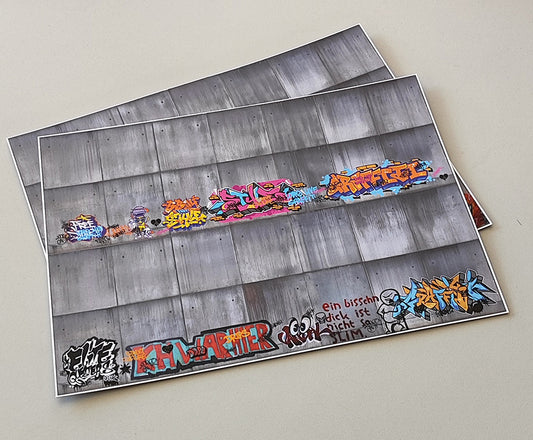 Dekorbögen moderne Betonwand mit Graffiti Spur H0 für Rampen und Wände | FS-Modellbahn.de