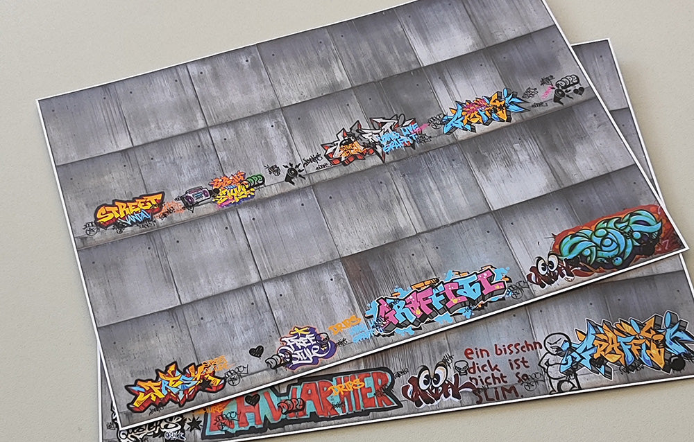 Dekorbögen moderne Betonwand mit Graffiti Spur H0 für Rampen und Wände | FS-Modellbahn.de