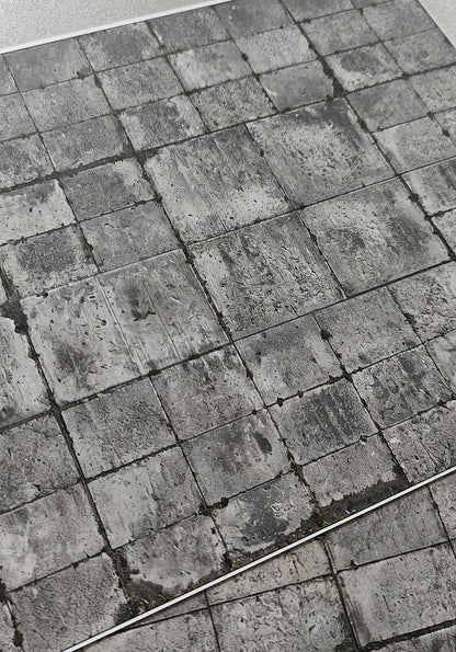 2er Set Dekorbögen verwitterter Betonplattenboden in Spur H0